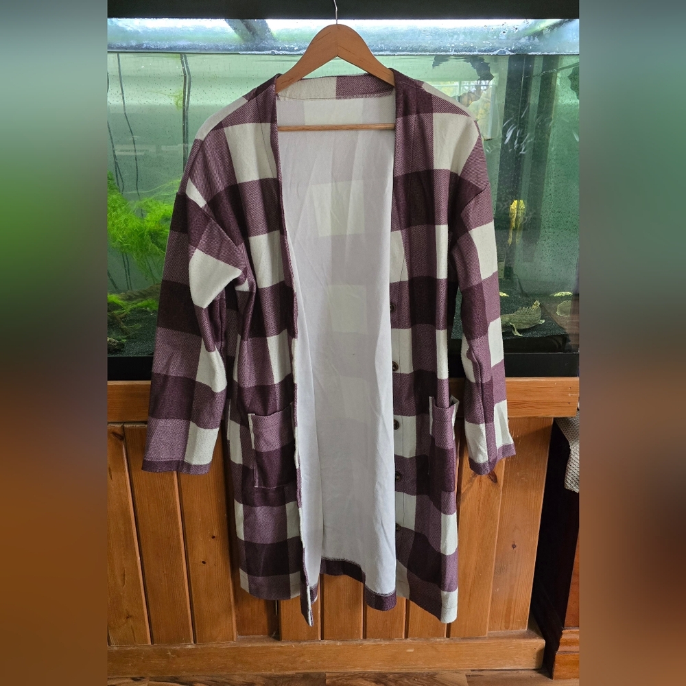 💚 B2G1 GUC flannel women's cardigan long duster light weight casual